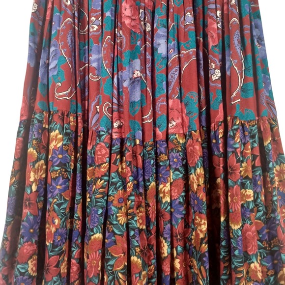 Vintage Handmade Boho Broomstick Calico Maxi Peasant Skirt Floral Paisley - Picture 3 of 10